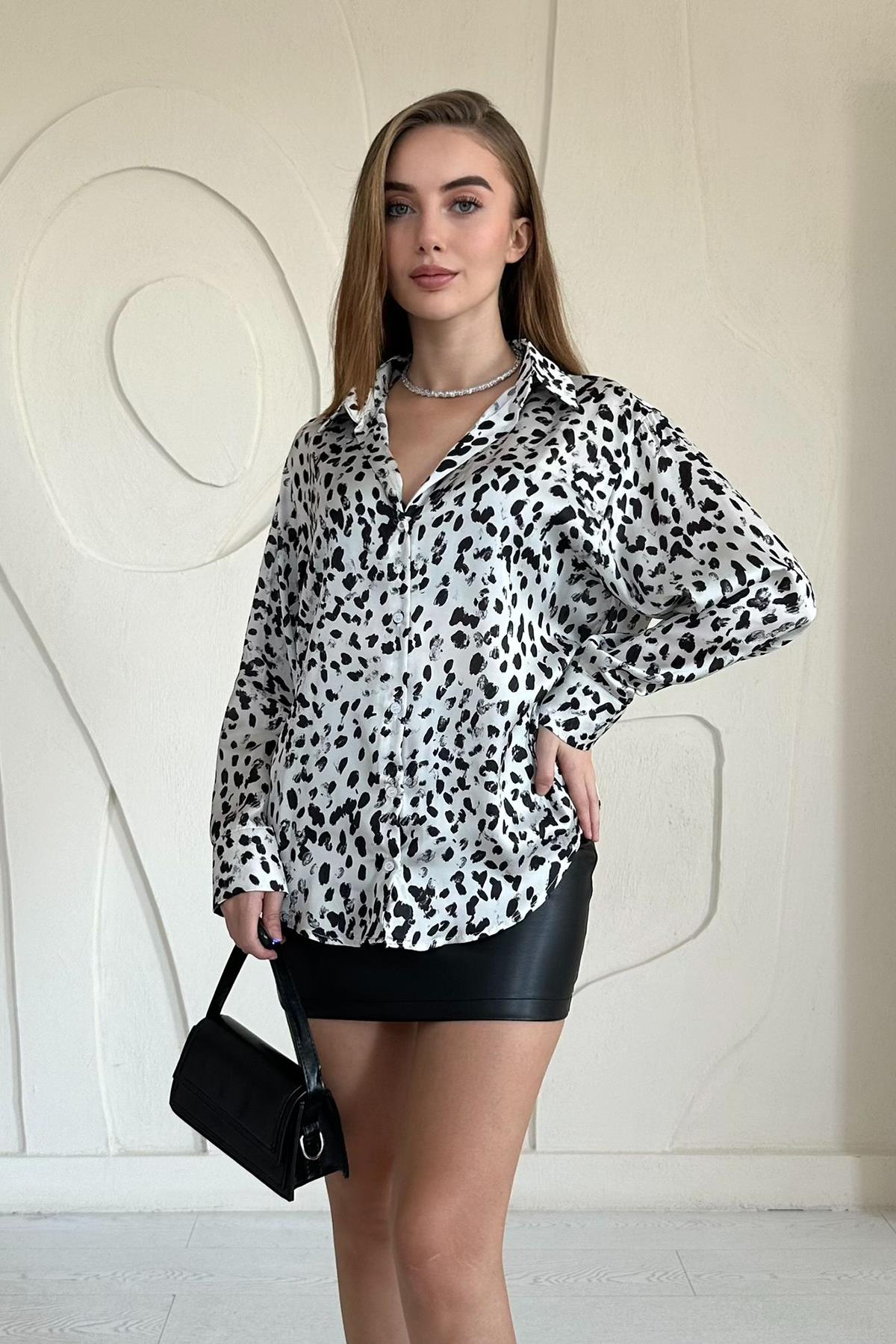 Leopard Print Satin Shirt