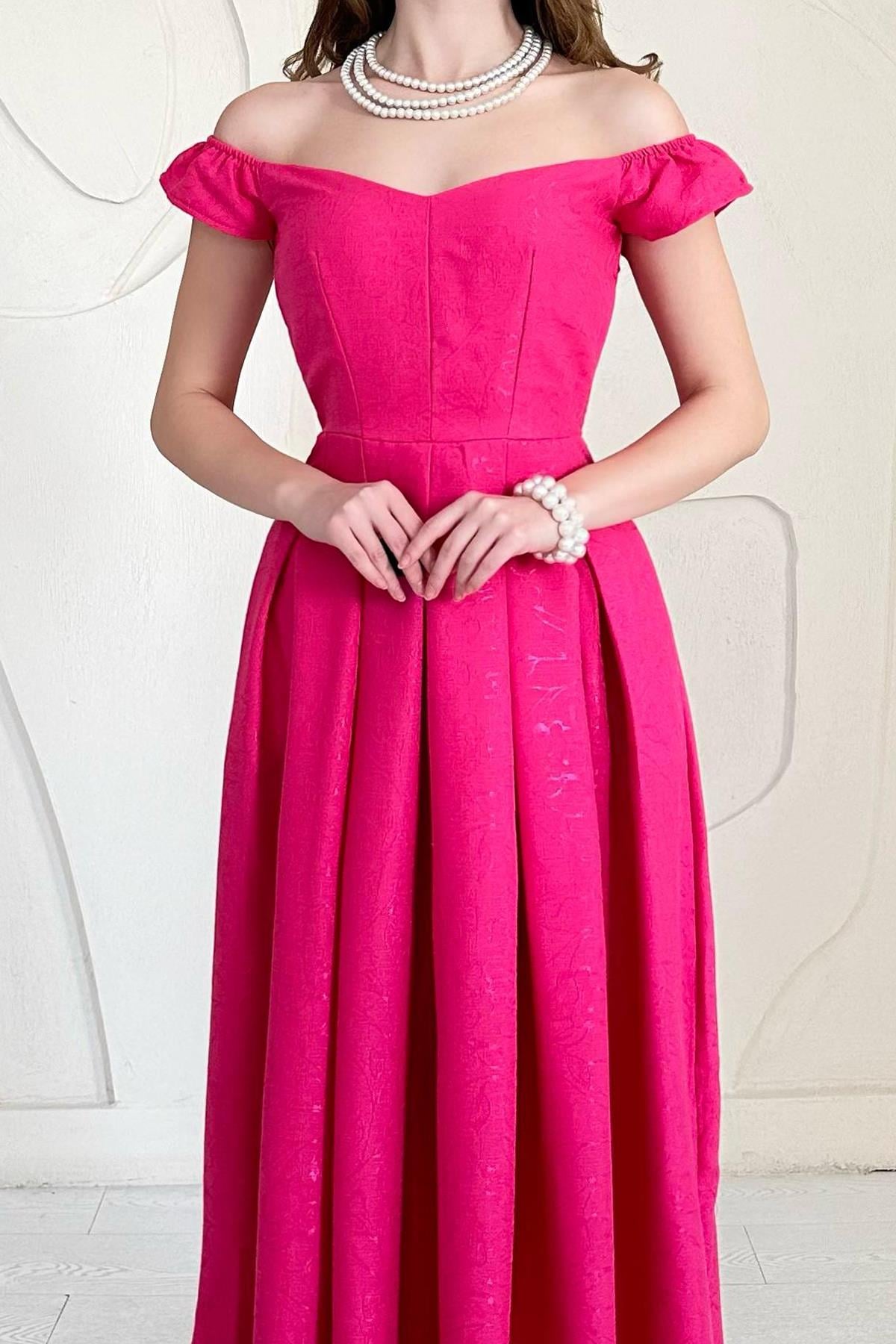 Madonna Collar Jacquard Lined Dress