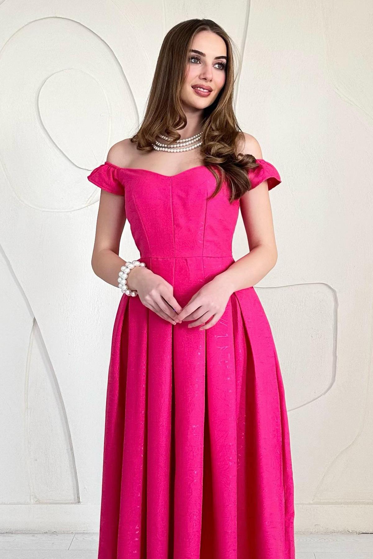 Madonna Collar Jacquard Lined Dress