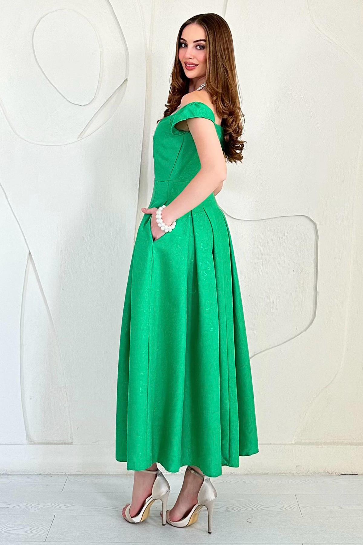 Madonna Collar Jacquard Lined Dress