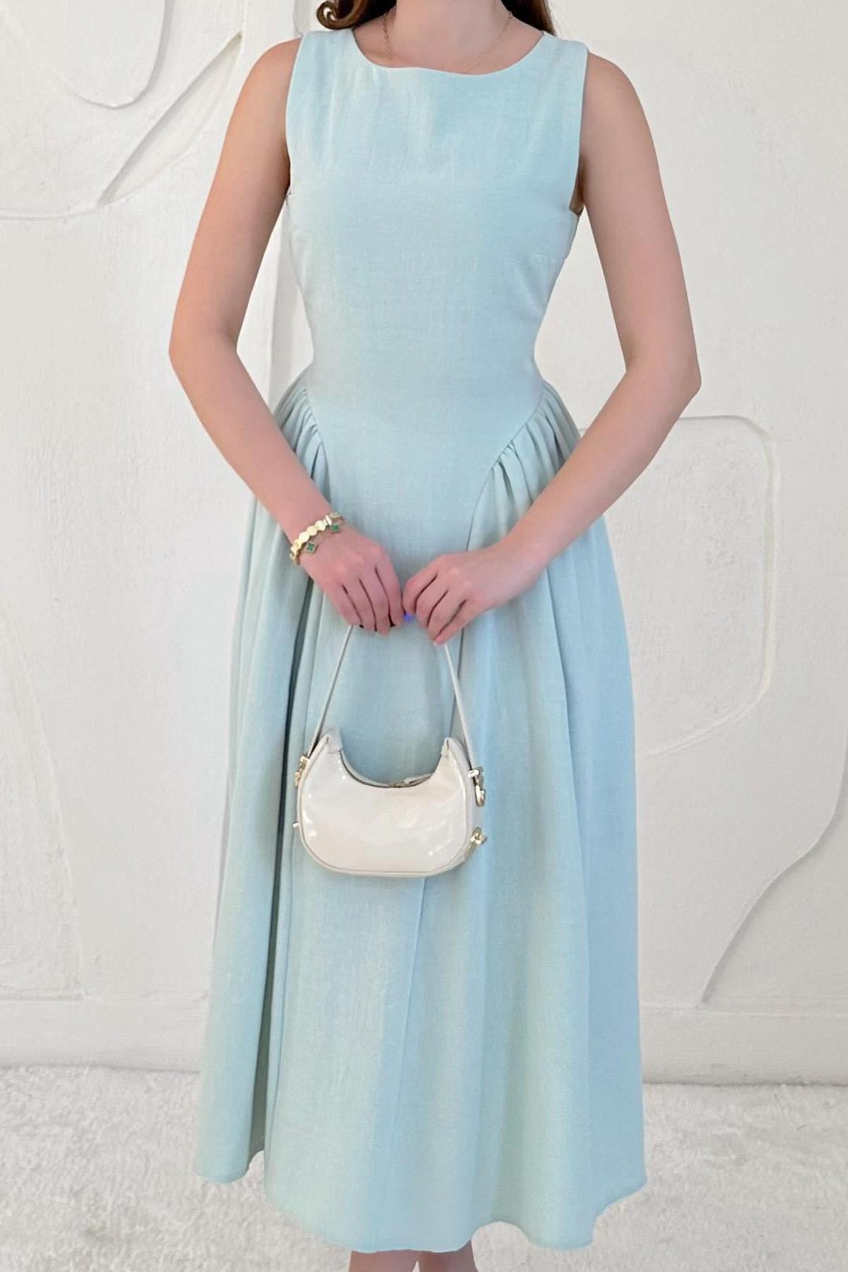 Midi Length Basic Linen Dress