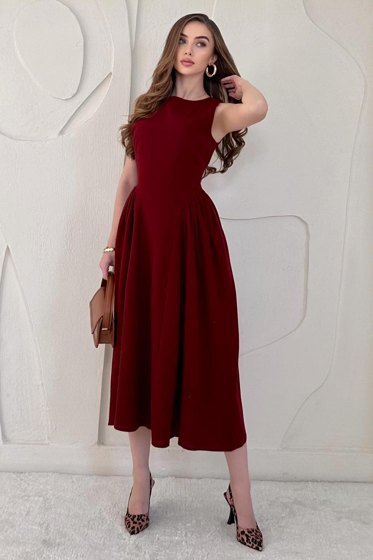 Midi Length Basic Linen Dress