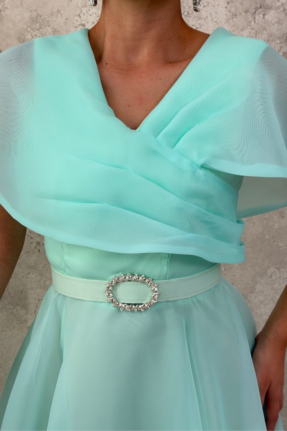 Mint Lavin Organze Elbise