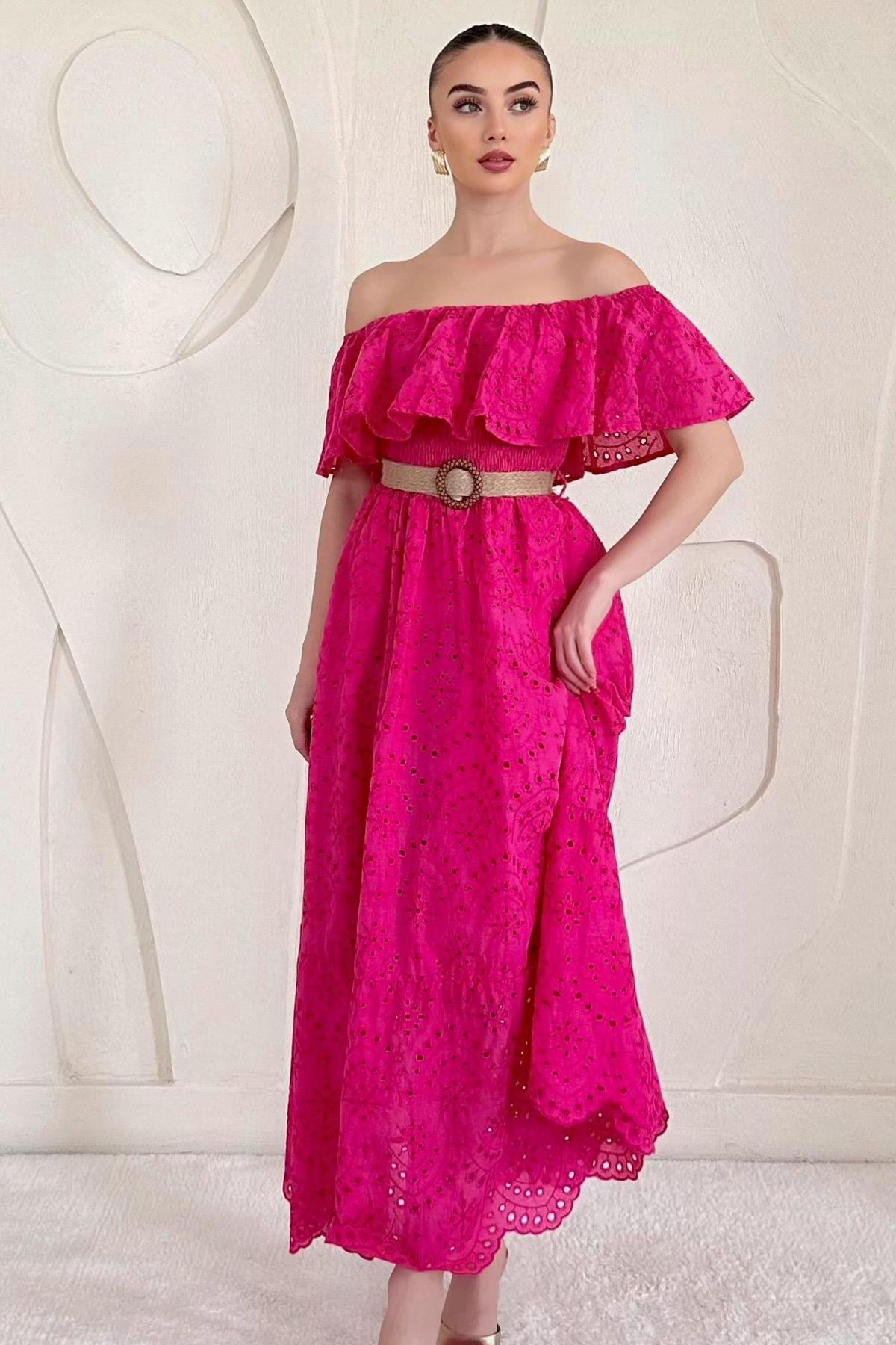 Shoulder Elastic Embroidered Dress