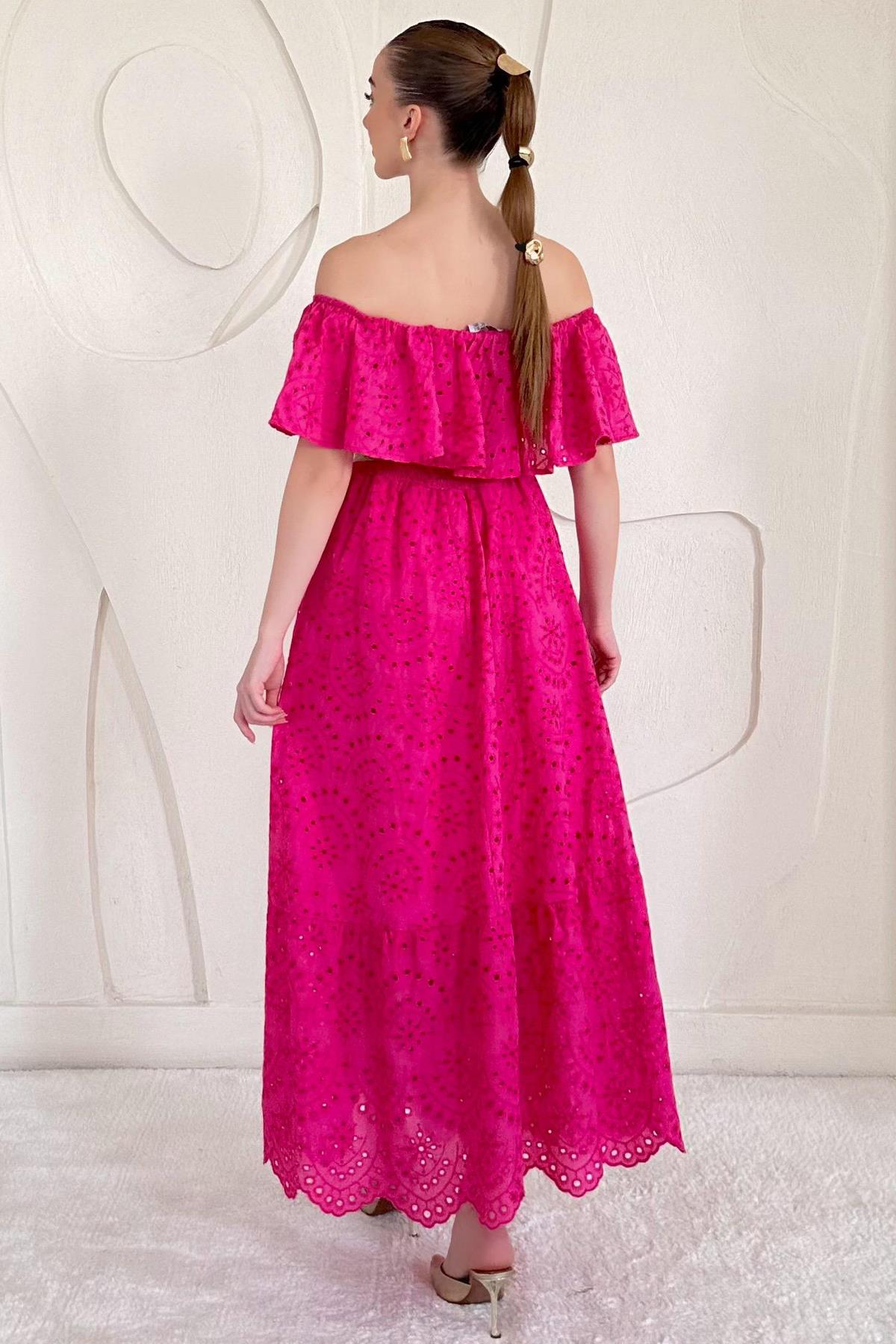 Shoulder Elastic Embroidered Dress