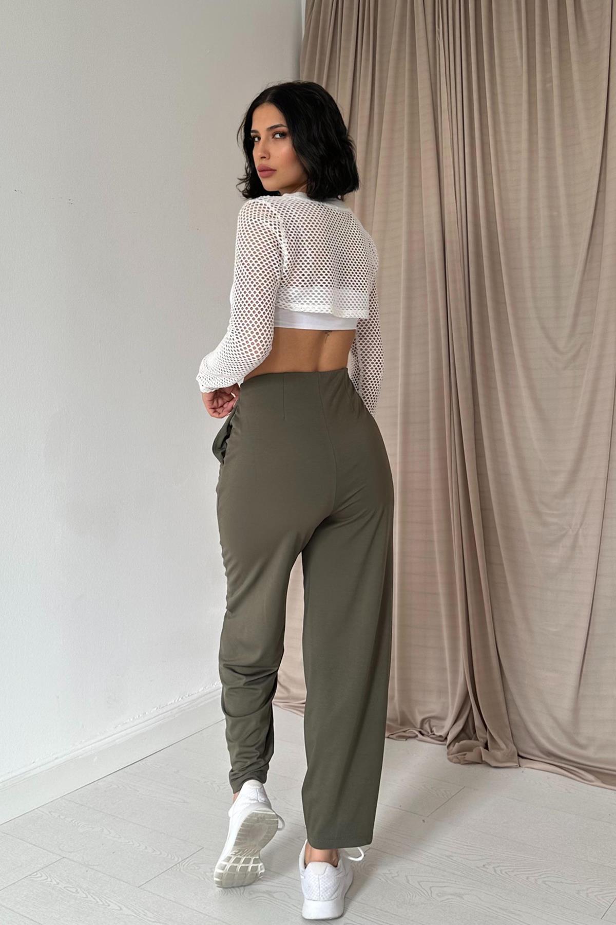 Darted Elastic Detailed Trousers
