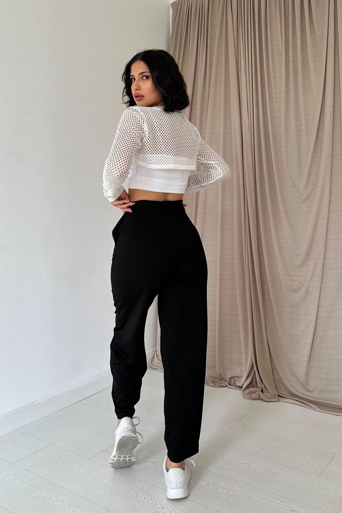 Darted Elastic Detailed Trousers
