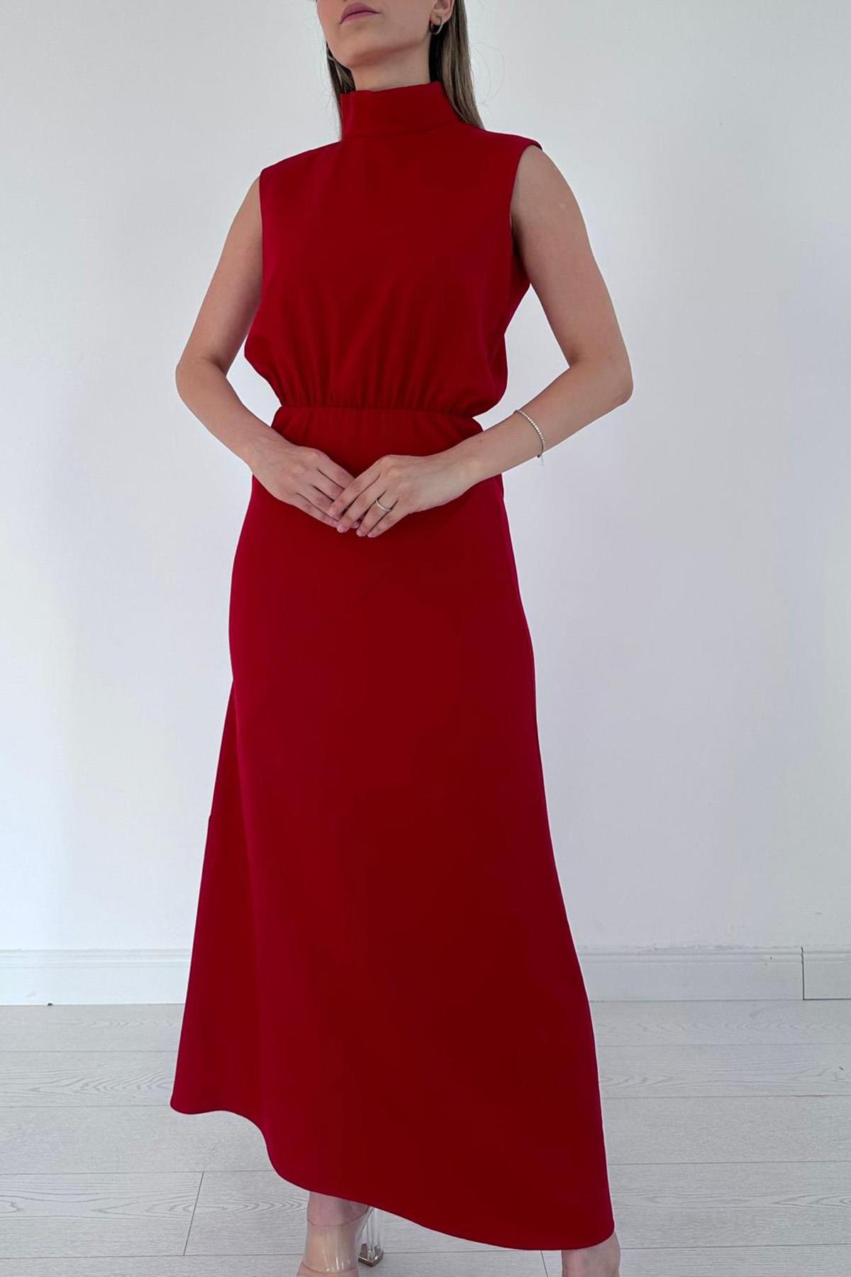 Kırmızı Sıfır Kol Elbise