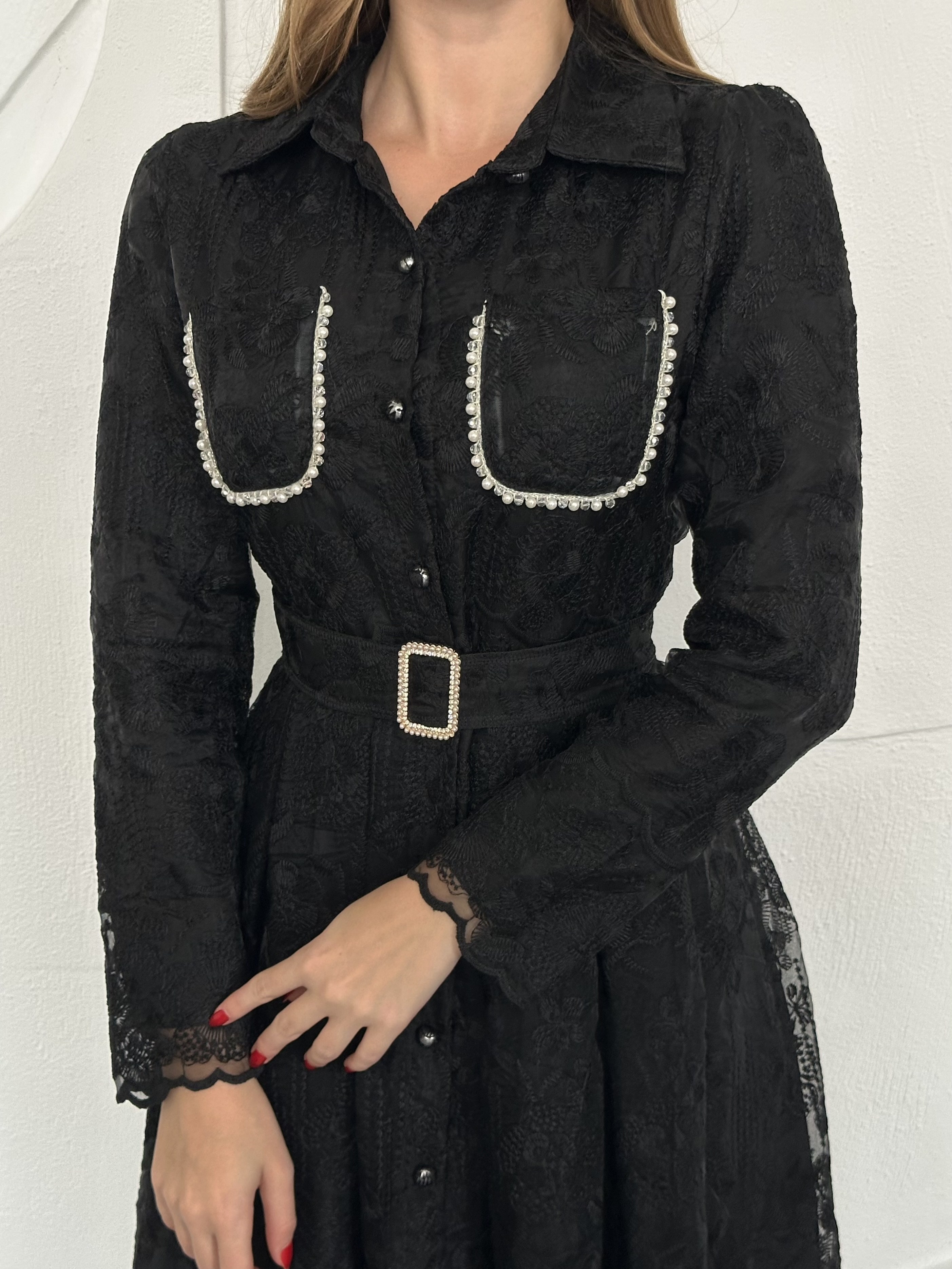 Siyah Taşlı Elbise