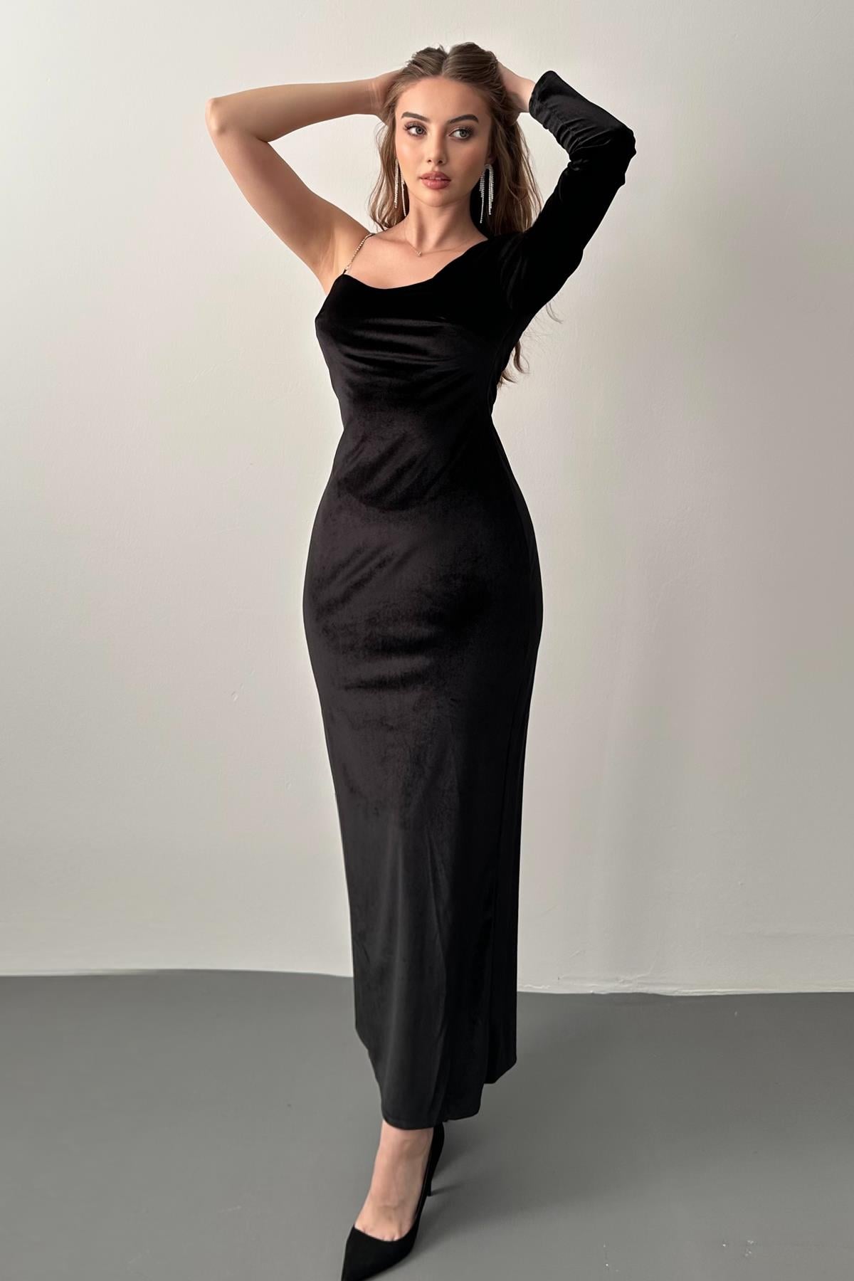 One-Shoulder Stone Strap Dress