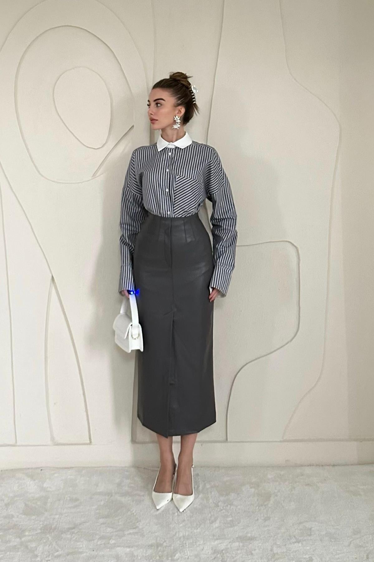 Slit and Embellished Skirt