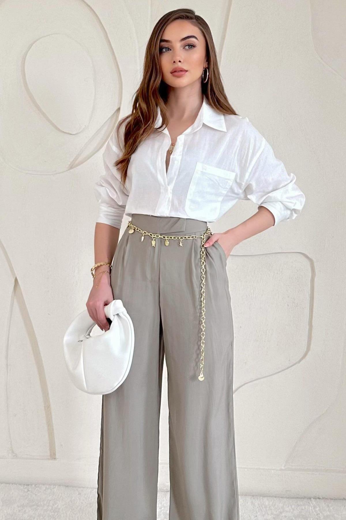 High Waist Pleated Detailed Palazzo Trousers
