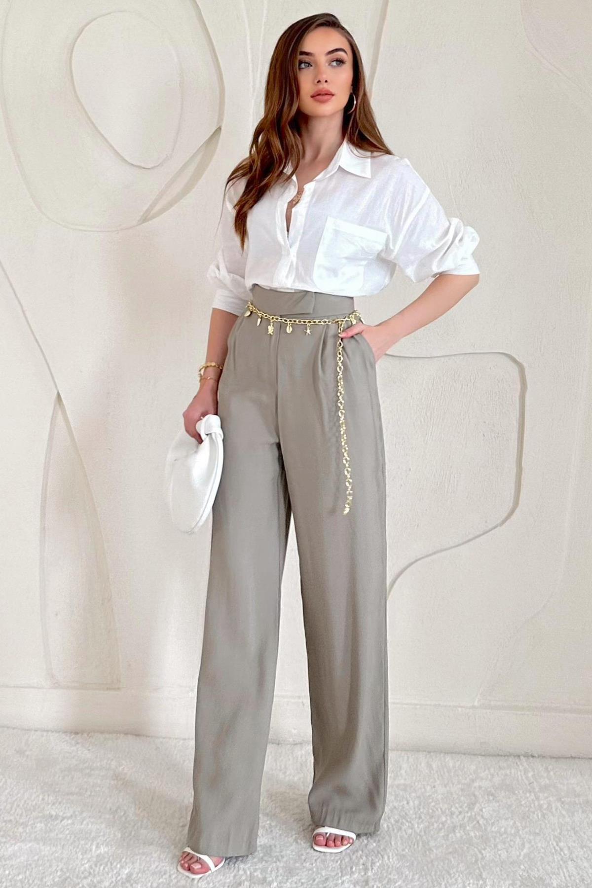 High Waist Pleated Detailed Palazzo Trousers