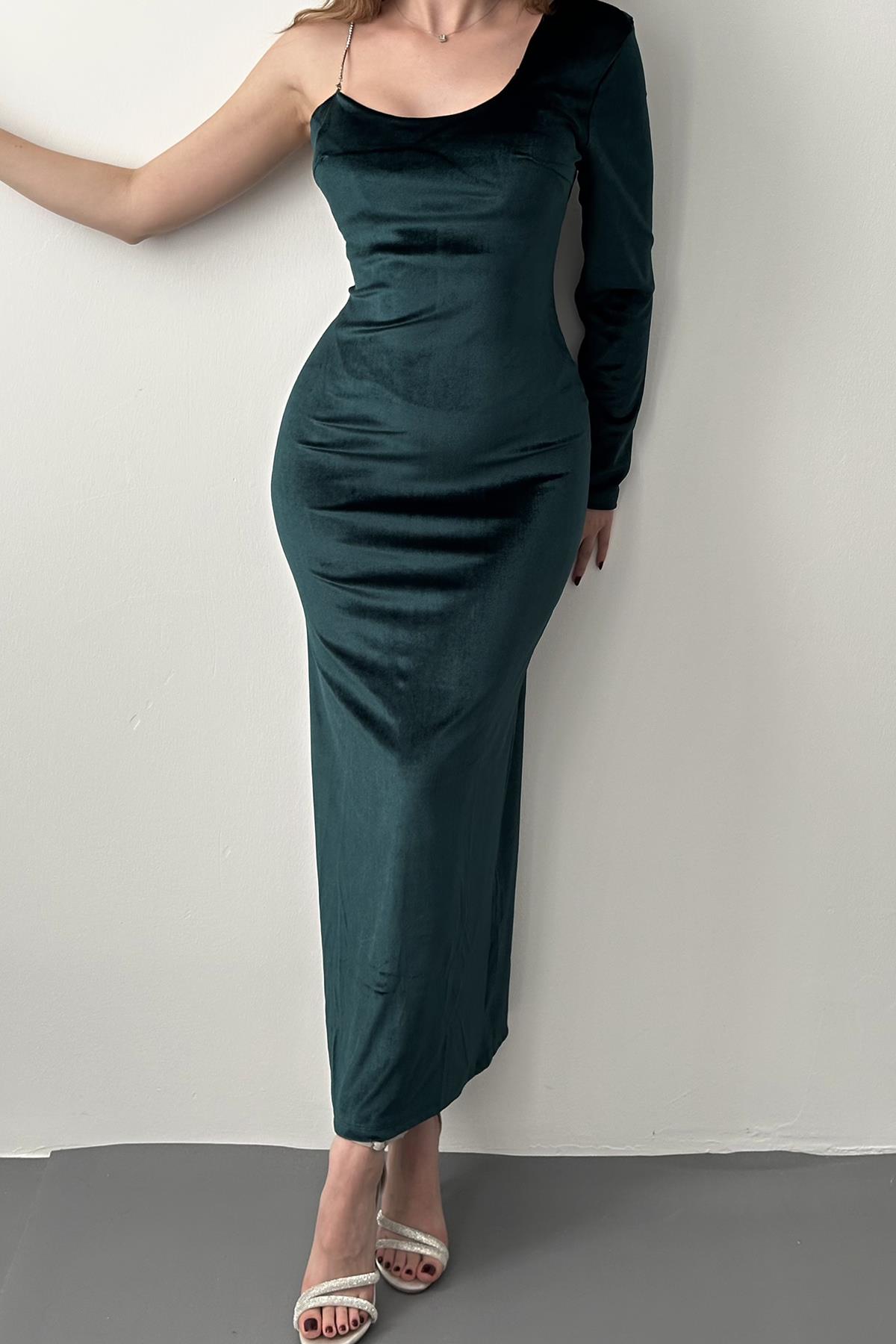 One-Shoulder Stone Strap Dress