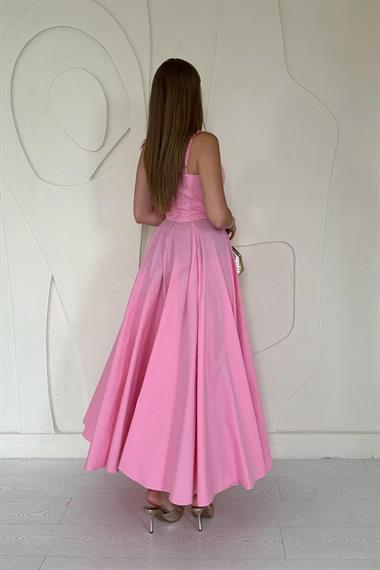 Pembe A-Line Askılı Elbise