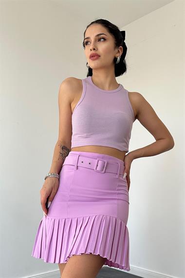 Lila Altı Pileli Etek