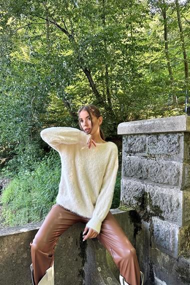 Taş Baklava Desenli Triko Kazak