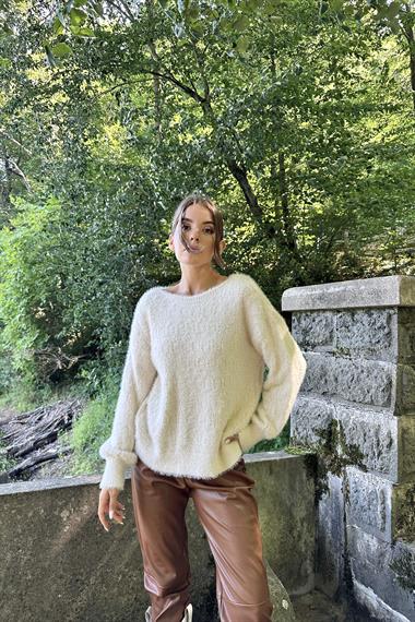 Taş Baklava Desenli Triko Kazak