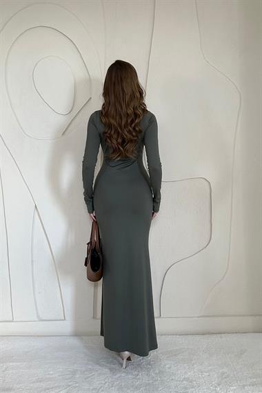 Haki Basic Kadın Midi Elbise