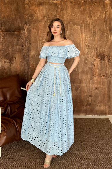 Bebe Mavi Gipe Detaylı Pinterest Takım