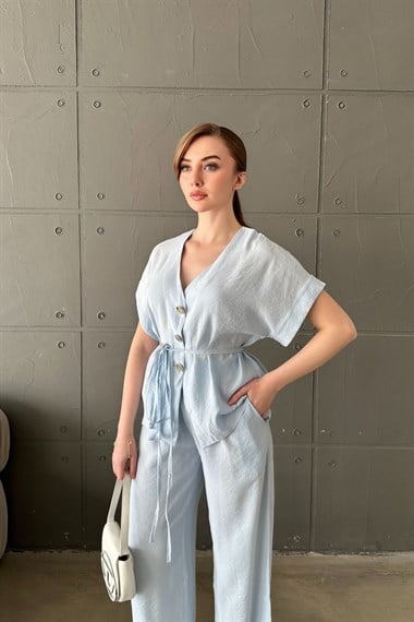 Bebe Mavi Gold Düğme Detaylı İkili Modal Takım