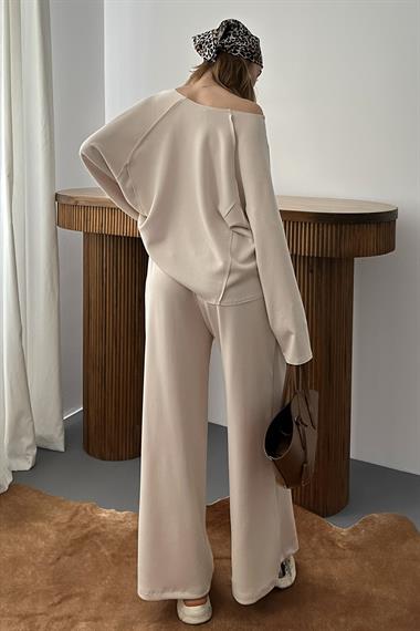 Bej Oversize Kalıp Modal Takım