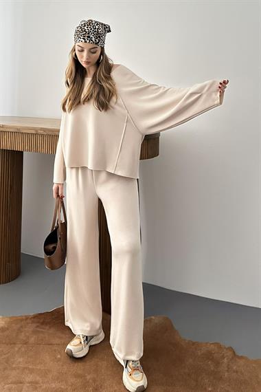 Bej Oversize Kalıp Modal Takım