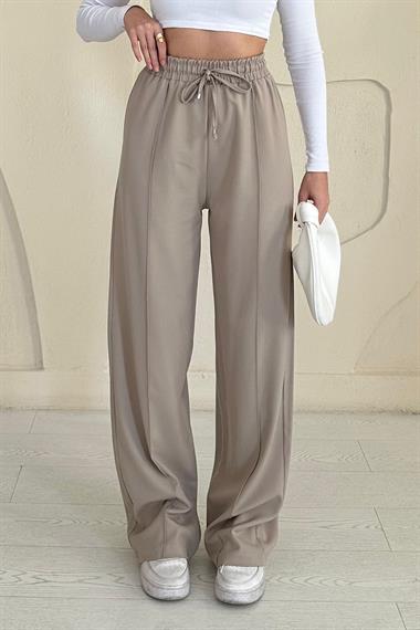 Beige Drawstring Waist Trousers