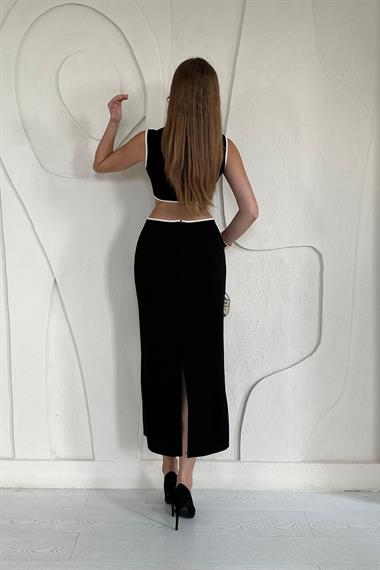 Biyeli Sırtı Detaylı Triko Elbise