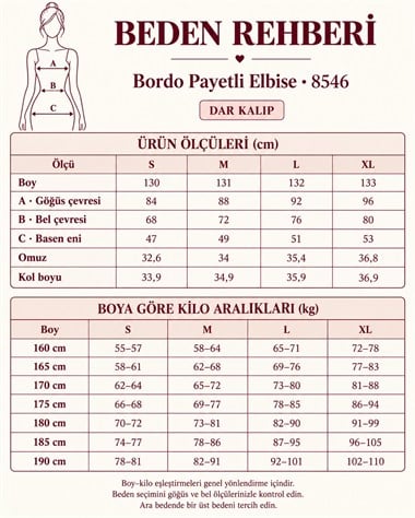 Bordo Midi Boy Pul Payet Elbise
