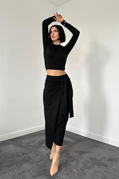 Siyah Butik Bluz ve Etek Takım