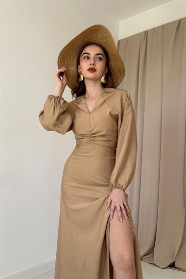 Büzgülü Krep Elbise