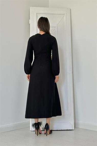 Büzgülü Krep Elbise