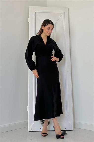 Büzgülü Krep Elbise