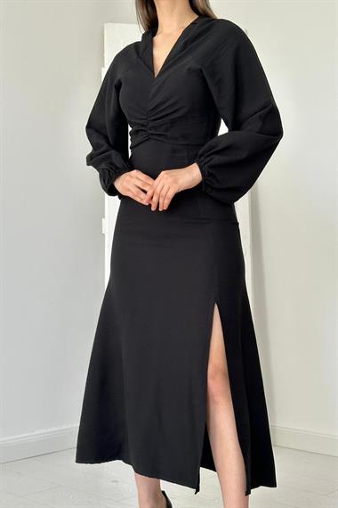 Büzgülü Krep Elbise