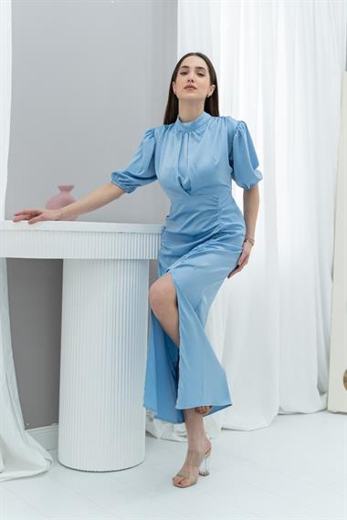 Büzgülü Saten Elbise