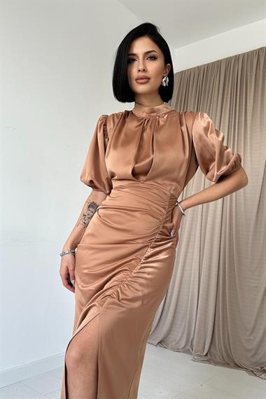 Büzgülü Saten Elbise