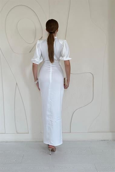 Büzgülü Saten Elbise