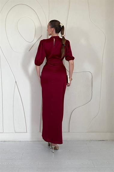 Büzgülü Saten Elbise