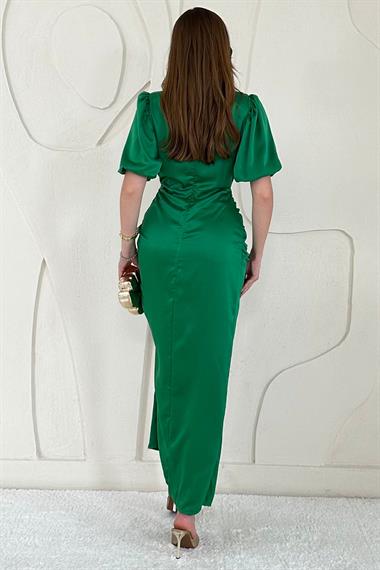 Büzgülü Saten Elbise