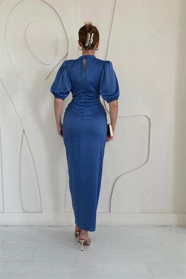 Büzgülü Saten Elbise