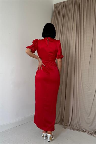 Büzgülü Saten Elbise