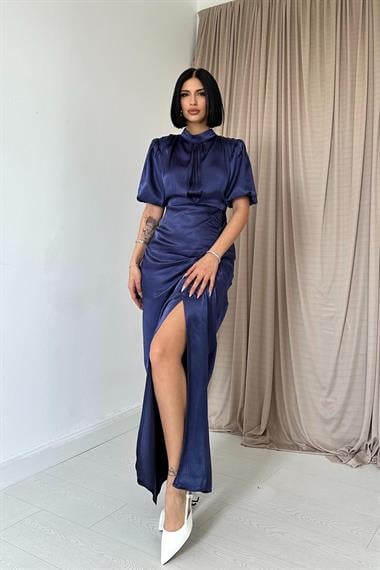 Büzgülü Saten Elbise