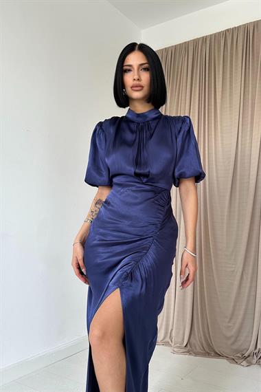 Büzgülü Saten Elbise