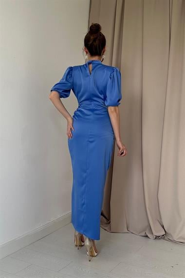 Büzgülü Saten Elbise