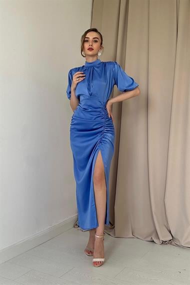 Büzgülü Saten Elbise