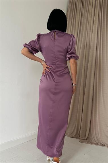 Büzgülü Saten Elbise