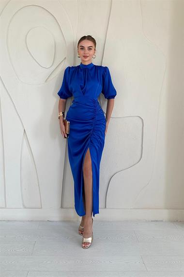 Büzgülü Saten Elbise