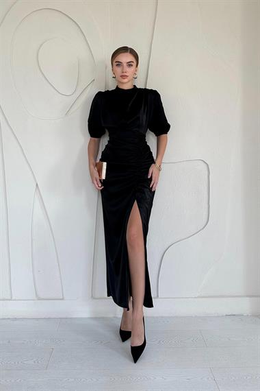 Büzgülü Saten Elbise