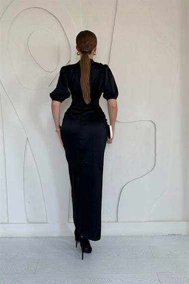 Büzgülü Saten Elbise